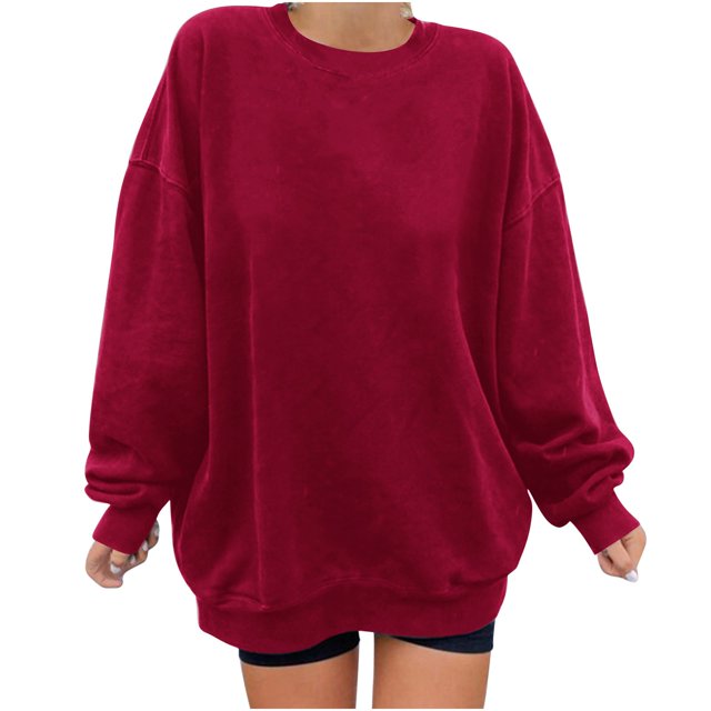 Penkiiy Chandail pour Femmes Mode Chandail Décontracté à Manches Longues à Col Rond pour Femmes Hauts Blouse Vin Vêtements Y2K