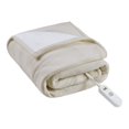 thumbnail image 1 of Serta Tissu Polyester Polaire à Sherpa Chauffé Électrique Jeté en Beige, 1 of 5