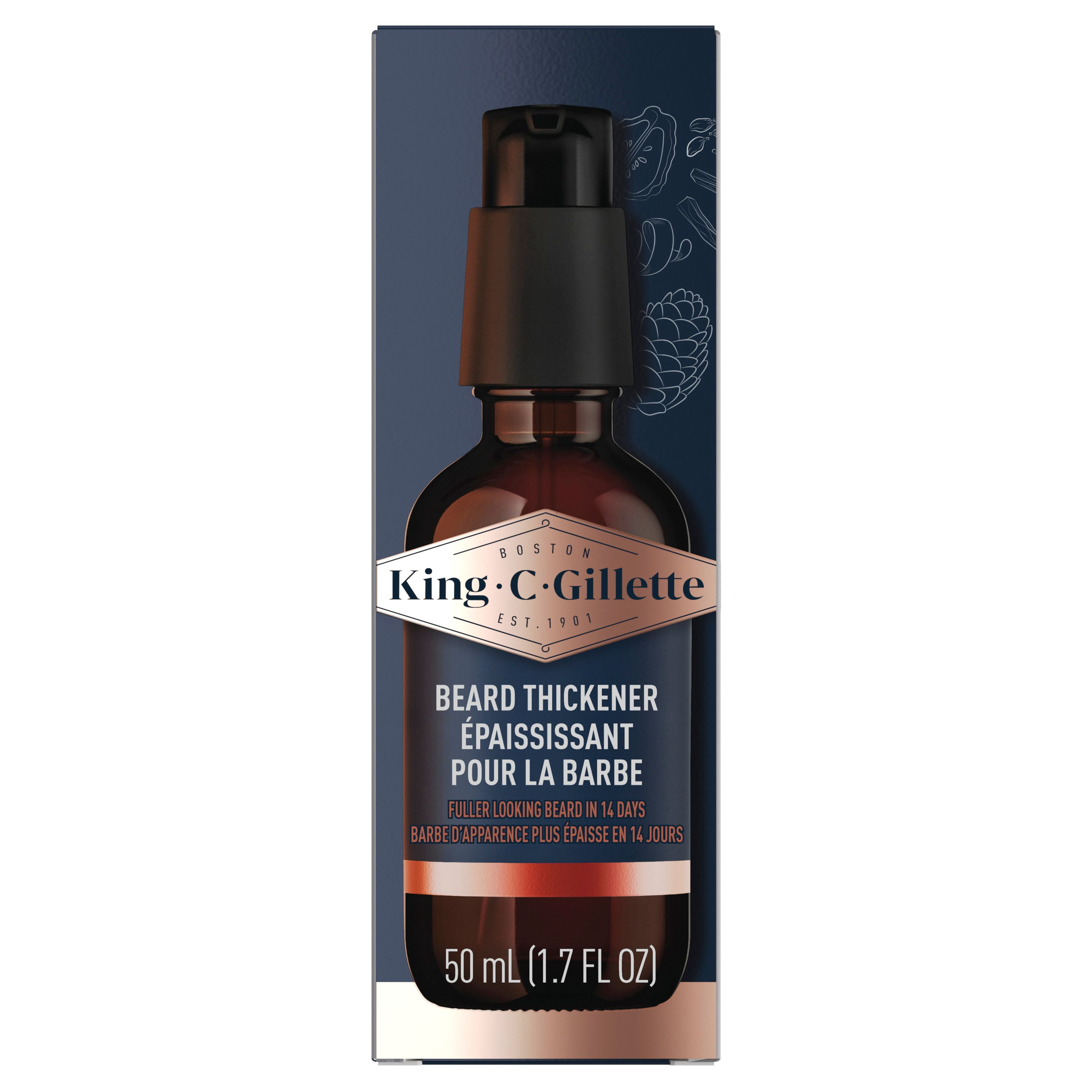 King C. Gillette Beard Thickener infused with caffeine, and King C. Gillette Signature Scent