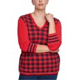 thumbnail image 4 of Tommy Hilfiger Womens Buffalo Check Pullover Sweater, Red, 0X, 4 of 5