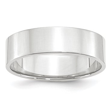 14K White Gold 6mm Light Weight Flat Band Size 10