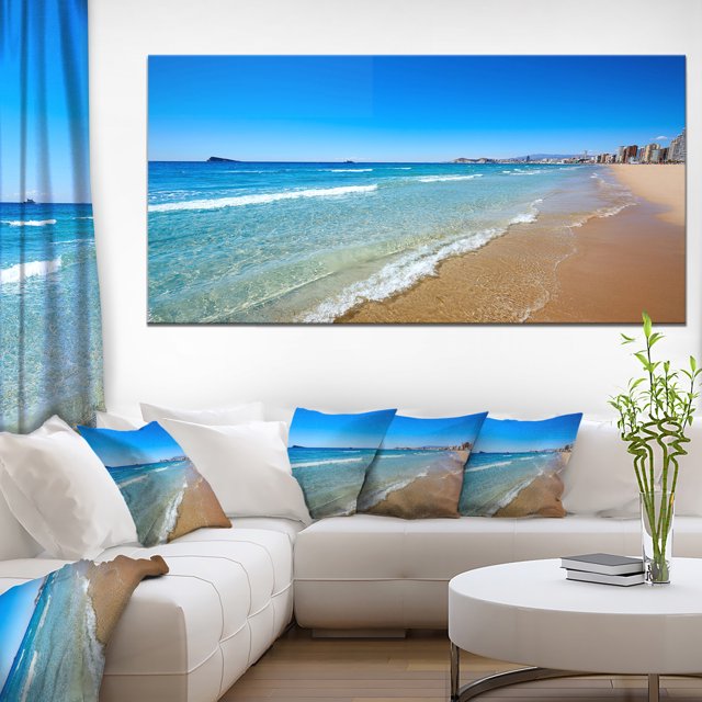Benidorm Poniente Vagues de Plage - Impression sur Toile de Paysage Marin