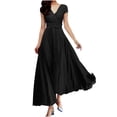 thumbnail image 2 of UPPADA Liquidation d'Économies d'Été 2024 Robes Grande Taille pour Femmes Pulpeuses Robe d'Invitée de Mariage Manches Courtes Col en V Robes de Cocktail Robe à Étages Fluide avec Ceinture Robes pour Femmes 2024 Élégante, 2 of 6