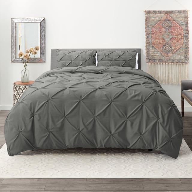 Nestl Couette à Plis Pincés, Ensemble de Couette Simple/Simple TG, Gris