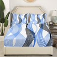 thumbnail image 3 of Erosebridal Checkered Geometry Bed Sheets Set Queen Size, Sky Blue Bed Sheets Queen, Mid Century 4-Piece, 3 of 7