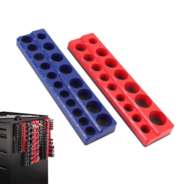 Magnetic Socket Holder, Space Saving PP Plastic 1/2 Inch Drive Magnetic Socket Organizer for Metric SAE Socket