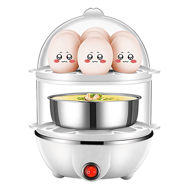 Iodue Cuiseur Vapeur pour Œufs Machine à Petit-Déjeuner Double en Acier Inoxydable Multi-Fonction