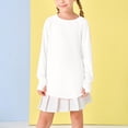 thumbnail image 3 of Girls Fall Shirts & Blouses Children Long Sleeve Crew Neck Loose Solid Color White Going Out Fall Tops for 7-8 Years, 3 of 8