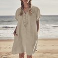 thumbnail image 2 of Babysbule Robe pour Femme Liquidation Mode Robe d'Été Décontractée en Coton Ample à Manches Courtes Unie Robe Chemise, 2 of 8