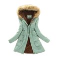 thumbnail image 1 of MAWCLOS Ladies Parka Jacket Drawstring Overcoat Trim Coat Casual Winter Hooded Outwear Green M, 1 of 2