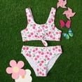 thumbnail image 2 of Girls Swimsuit 2 Piece Tankini Set Swimwear Striped Ruffle Girl Bathing Suit 5-6 Years, 2 of 9