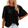 thumbnail image 1 of CEHVOM Mode Femmes Été Demi-Manche Pull Couleur Unie Casual Chemisier Tops, 1 of 4