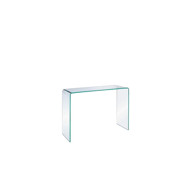Heavenly Collection Console in Clear, Clear Glass Console, Un-tempered Glass Console, Bent Glass Console, Waterfall Console, Glass Console Table