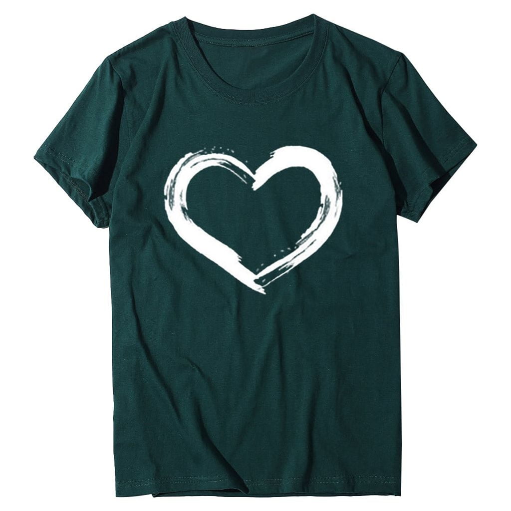 Babysbule Hauts pour Femmes en Liquidation Femmes Manches Courtes Imprimé en Forme de Cœur Hauts Décontractés Blouse T-shirt