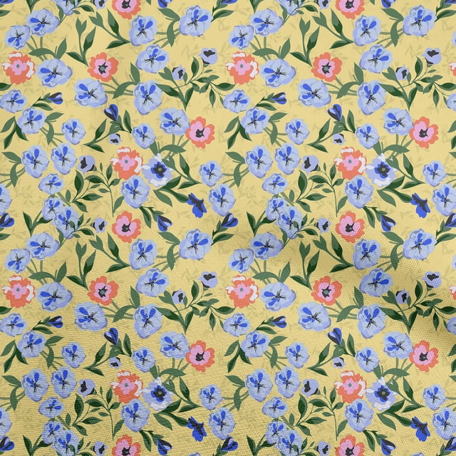 oneOone Cotton Poplin Yellow Fabric Floral Sewing Craft Projects Fabric Prints By Yard 56 Inch Wide
