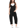thumbnail image 1 of Girls Jumpsuit Solid Rompers for Girls Sleeveless Rompers with Pockets Cute Outfits for Girls 7-8 Y, 1 of 6