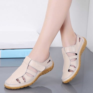 Aqestyerly Women's Hollow Summer Sandals Breathable Casual Shoes Slip-on Lightweight Comfortable Walking Shoes HWRETIE