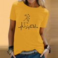 thumbnail image 2 of TSADFHJI Chandails Molletonnés Femmes Grande Taille Femmes Printemps Été Chats Imprimés Manches Courtes Col Rond T-Shirt Haut TTG Jaune, 2 of 5