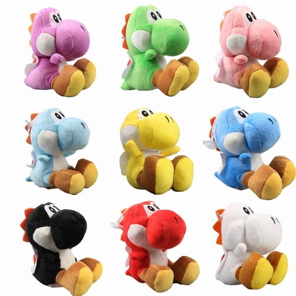 uiuoutoy Set of 9 Yoshi Plush Toys 6" Green Yoshi, Red Yoshi, White Yoshi, Purple Yoshi, Light Blue Yoshi, Dark Blue Yoshi, Black Yoshi, Yellow Y