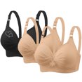 thumbnail image 2 of Bras for Women, 3PCS Womans Printing Gathered Together Large Size Daily Bra Underwear No Rims, 2 of 9