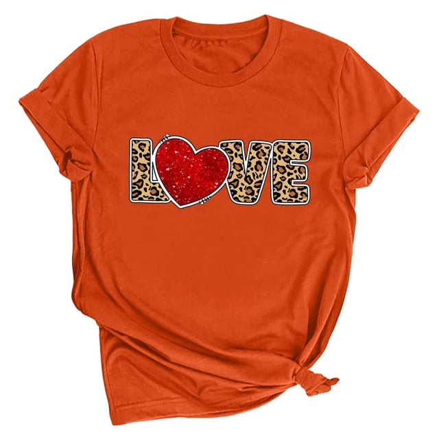 Pisexur T-shirt de la Saint-Valentin Haut Femme Imprimé Manches Courtes Haut Manches Courtes Col Rond Haut Chemise