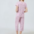 thumbnail image 4 of Jamicy Tenue d'Intérieur pour Femmes, Ensemble de Hauts à Manches Courtes Imprimés avec Pantalon Long, Cordon de Serrage, Confortable, Col Rond, Ensemble de Vêtements de Maison, 4 of 8