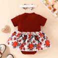 thumbnail image 3 of MIASHUI Robe Barboteuse pour Bébé Fille à Manches Courtes, Justaucorps à Volants, Ourlet de Jupe, Tenue, Rouge, 9-12 Mois, 3 of 6