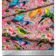 thumbnail image 3 of Soimoi Polyester Crepe Fabric Birds,Leaves & Lily Flower Printed Fabric 1 Yard 42 Inch Wide, 3 of 3