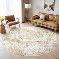 thumbnail image 1 of Round Rug Living Room Rugs: 6Ft Washable Circle Large Abstract Modern Soft Stain Resistant Non Slip Indoor Floor Carpet for Bedroom Nursery Office Dining Room Dorm Home House Decor- Gray Gold, 1 of 8