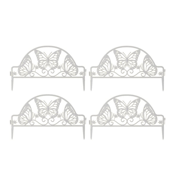 Bwiyojiz Count 4pcs 18.5"Lx0.39"Wx12.6"H Plastic Edgings Garden Picket Fence Grass Flowerbeds Plants Borders Decorative Scenery Road Panels Weather Proof Home Decor, Plastic, White, Gifts for Friend