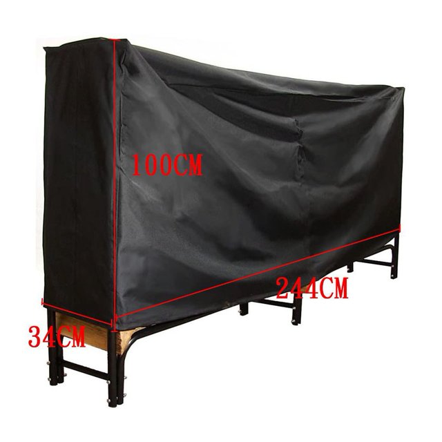 8ft Firewood Cover Waterproof Lumber Log Rack Outdoor Storage Holder Cover 244*34*100cm Oxford Cloth Dust Prevention Fabric