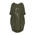thumbnail image 4 of Robe Chandail pour Femmes, Coupe Ample, Imprimé Chat, Manches Courtes, Été, avec Poche, Mini Robe de Plage pour Femmes 2022, 4 of 5