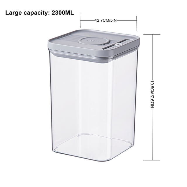 Rbaofujie Contenant à Céréales en Plastique transparent de Qualité Alimentaire avec Couvercle à Pression. Doté d'Une Grande Capacité de 2300 ml, d'Un Joint en silicone à Verrouillage Latéral pour un Rangement Hermétique et Étanche, et d'Une Conception Empilable pour un Rangement et une Organisation Efficaces de la Cuisine. Dimensions 12,7 cm x 19,5 cm. Idéal pour Ranger les grains Secs, les Ingrédients de Préparation de Repas et Organiser les Espaces du Garde-Manger.