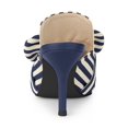 thumbnail image 4 of BLISSFUL STEP Mules à Talon Aiguille pour Femmes Bout Pointu à Rayures Nœud Chaussures Habillées à Enfiler Bleu Foncé 7, 4 of 8