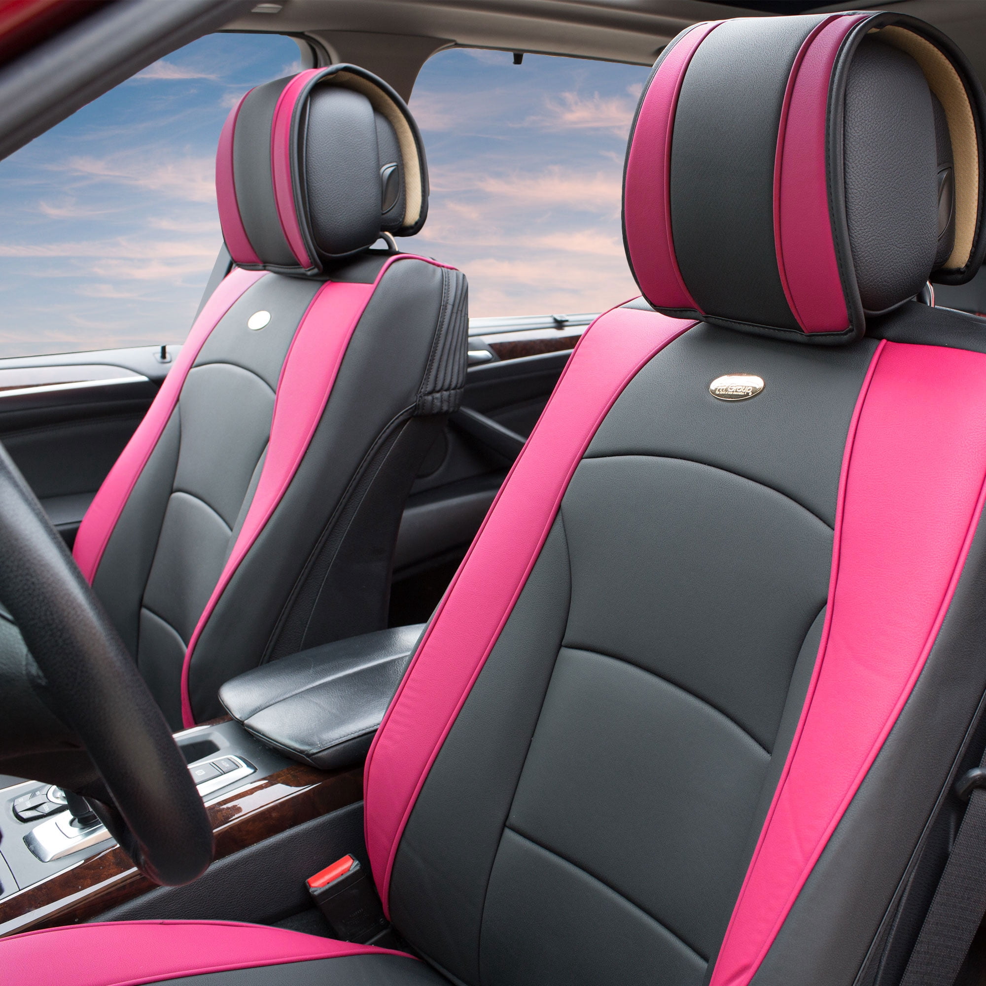 FH Group High Grade Leather Car Seat Covers- Front Set, Durable, Rub Resistant, Soft Touch