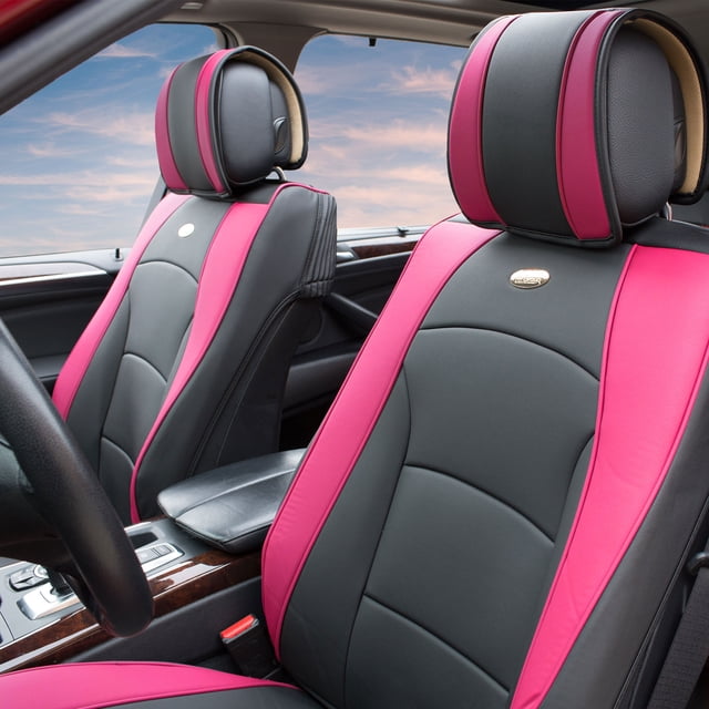 FH Group High Grade Leather Car Seat Covers- Front Set, Durable, Rub Resistant, Soft Touch