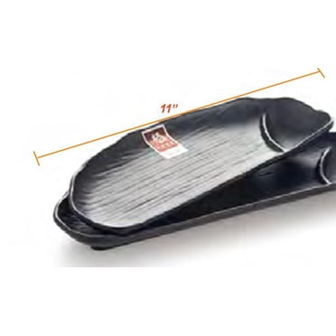 Sunwealth premium 100% BPA free matt black melamine sushi plate 11.8" with sauce dipping compartment.