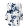 thumbnail image 4 of Pisexur Hauts pour Femmes Grande Taille Mode Chemises 3/4 Automne Décontractées Blouses à Col Rond Mignonnes à Imprimé Floral Tuniques Amples, 4 of 5