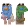 thumbnail image 5 of Women Long Sleeve Autumn Sweater Basic Bottoming Star Pattern Printed Pullover Crewneck Knitwear Tops, 5 of 5