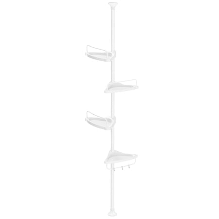 SONGMICS 4-Tier Shower Caddy, 33.5-120.1 Inches Height Adjustable Corner Bathroom Shelf, Shower Organizer, Steel, with 4 Shelves, 3 Hooks, 1 Towel Bar, White UBCB001A
