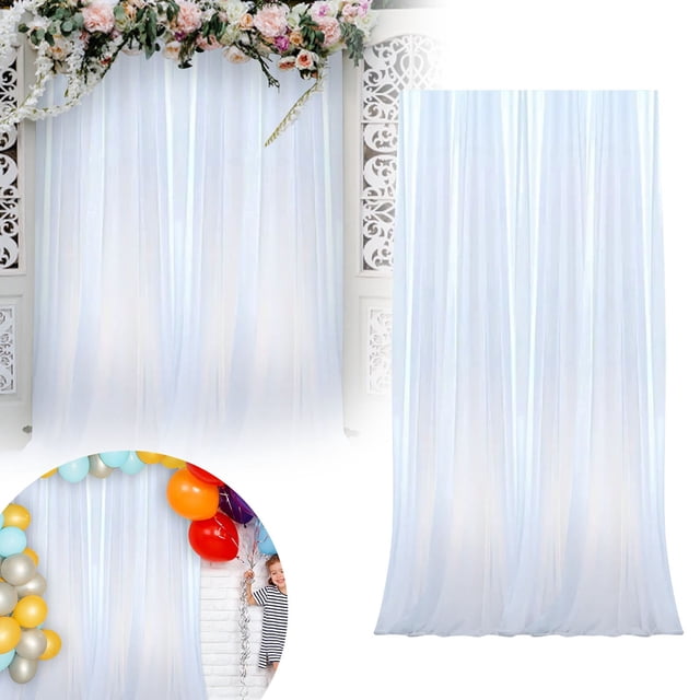 Tissu Voile Transparent pour Rideau de Fond Photo de Mariage Anniversaire Fête Matériau Polyester Semi-Transparent Diffusion de Lumière Installation Facile Intérieur Extérieur