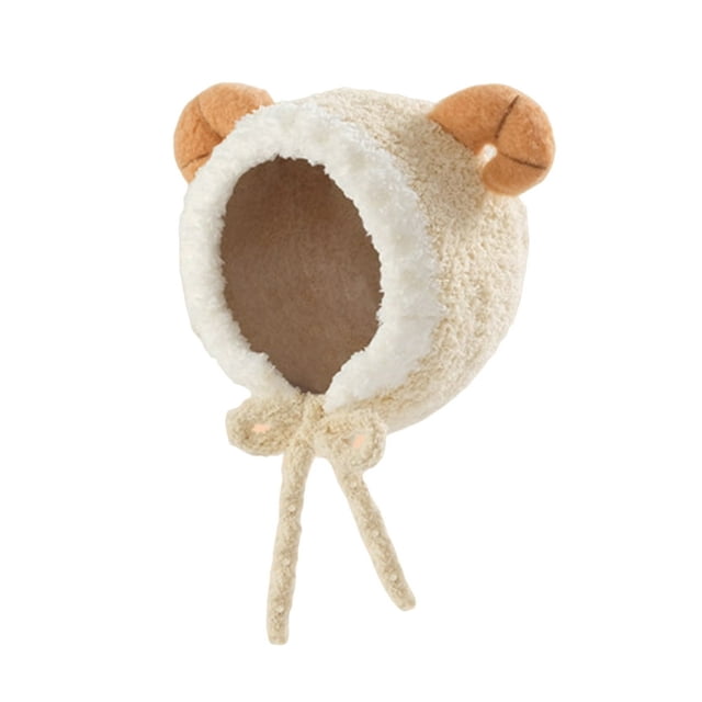 MesaSe Plush Balls Ears Decor Fleece Lining Solid Color Ear Protection Baby Beanie Winter Infant Cartoon Shape Bucket Hat Scarf Cap