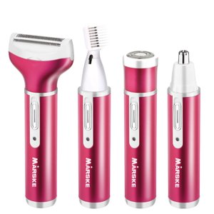 Rasoir pour femmes électriques de Trimmer 4 en 1 Kit multi-fonction électrique de coupe-fûts pour cheveux rasoir (Fuchsia)