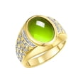 thumbnail image 3 of RYLOS Men's Rings 14K Yellow Gold Nugget Ring with Cabochon Gemstone & Diamonds Peridot Rings For Men Size 13, 3 of 7