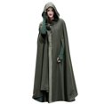 thumbnail image 1 of KIHOUT Spring Winter Warm Coat Women Fashion Solid Color Hooded Button Cloak Split Fork Woolen Overcoat,Size S-2XL, 1 of 7