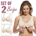 thumbnail image 2 of Carole Martin Full-Freedom Cotton Front Closure Comfort Bra - Wire Free - Stretch Cups - One Size Fits All B, C, and D Style 7276 Set of 2-Beige 40, 2 of 7
