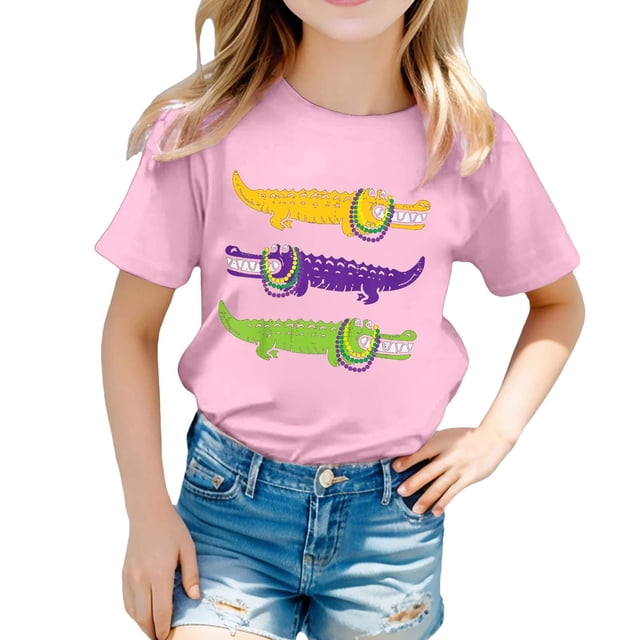 FhsagQ T-Shirt Décontracté Imprimé à Col Rond Manches Courtes pour Filles, T-Shirt Décontracté pour Petites Filles, T-Shirts du 7 Juillet 4T-5T 5-6 Ans