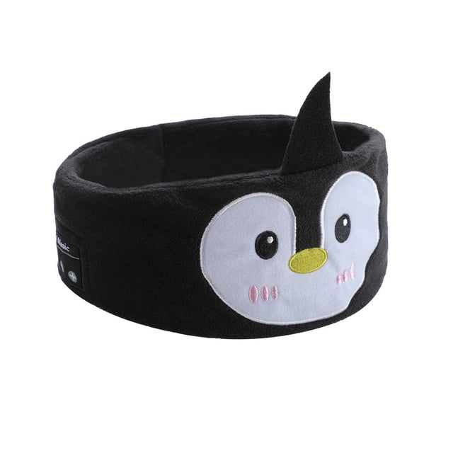 Casque Serre-Tête Bluetooth pour Enfants Écouteur Mignon Sans Fil Musique Sommeil H8U1 avec un Motif de Pingouin en Tissu Noir, Idéal pour la Mise en Forme Aérobique et l'Exercice. Doté de Bluetooth V5.0 pour un Son Stéréo Haute Fidélité et de Puissants Effets de Basses. Offre jusqu'à 10 Heures de Lecture et une Portée de transmission de Plus de 20 Mètres. Comprend des Invites Vocales en Anglais pour une Utilisation intuitive et une Compatibilité avec des Fonctionnalités iOS comme l'Activation Siri et l'Affichage du Niveau de Puissance.