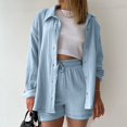 thumbnail image 2 of 2025 Set Womens Shorts Set Over Bathing Suit Long Sleeve Shirt Suit Womens Halter Top Swimsuit Shorts Two Piece Set Full Coverage Swimsuit Basic Shirt Top and Summer Bottoms for Women Shorts, 2 of 7