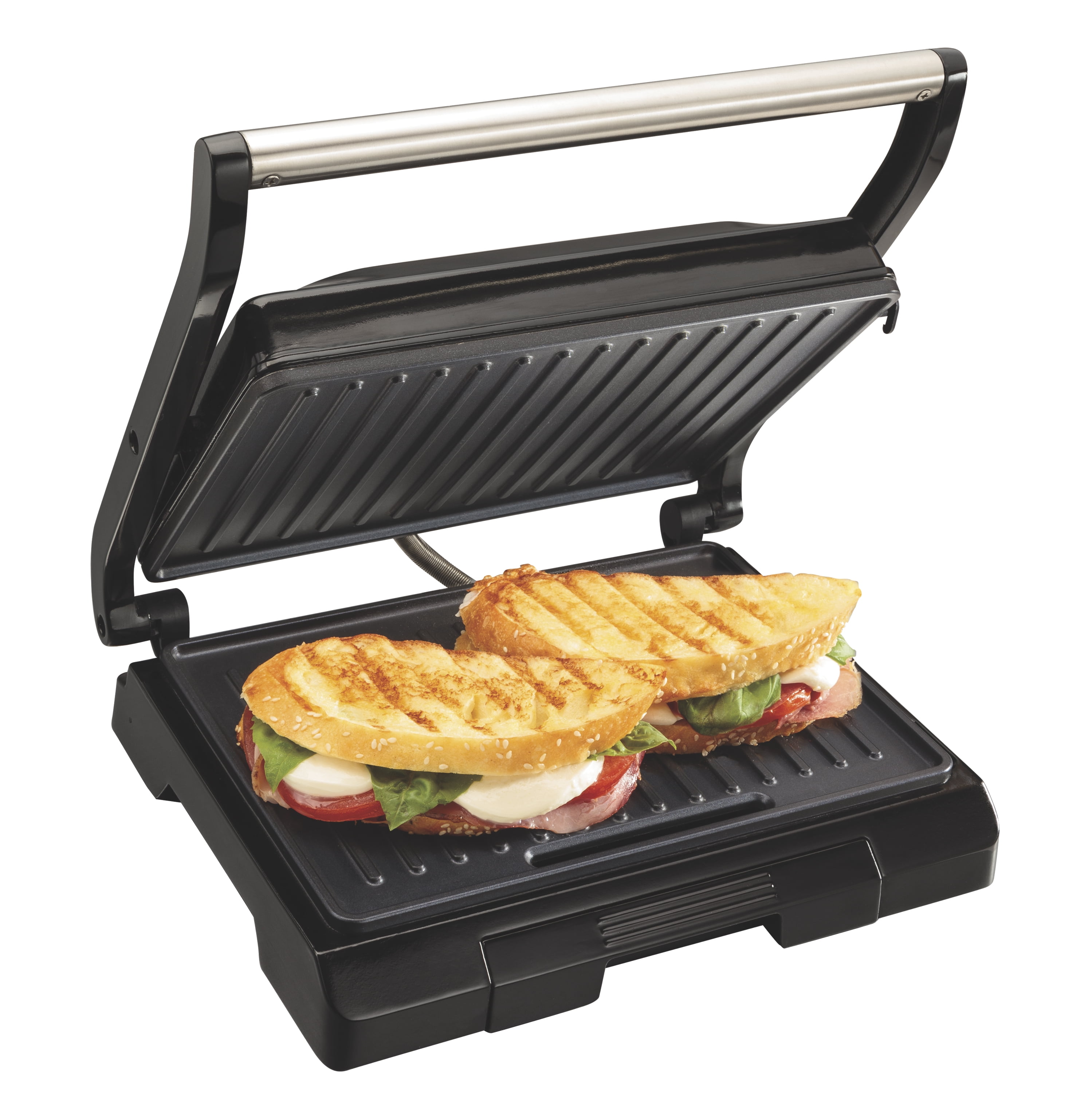 Hamilton Beach Electric Panini Press & Compact Grill, Indoor Sandwich Maker & Contact Grill, Nonstick Plates, 1000 Watts, Model 25441MNC